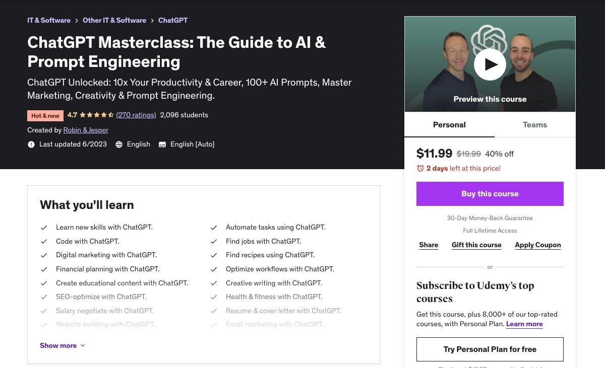 ChatGPT Masterclass: The Guide to AI & Prompt Engineering